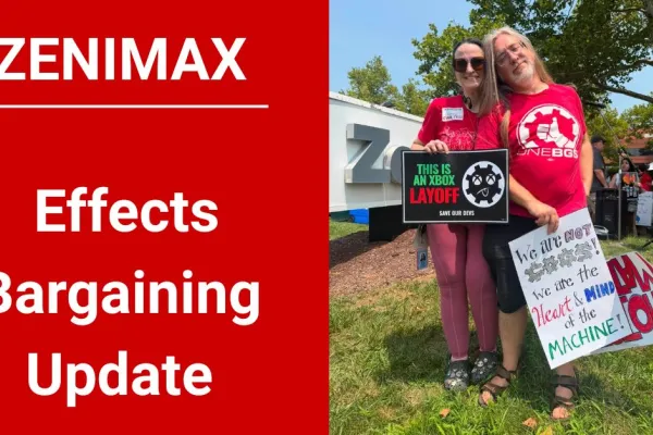 zenimax effects bargaining update text with 2 zenimax members standing outside